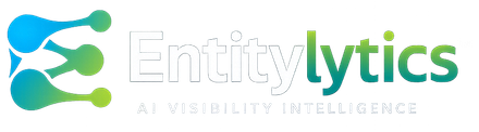 Entitylytics logo in blue and green with a connected molecule icon and tagline “AI Powered Intelligence”