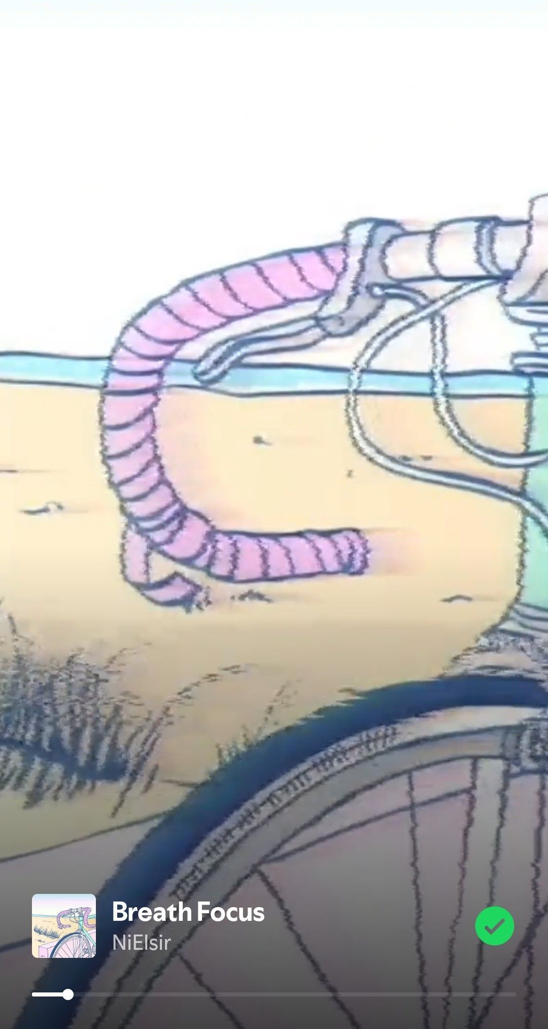 Fietsstuur met roze stuurlint, cartoonstijl. Spotify's