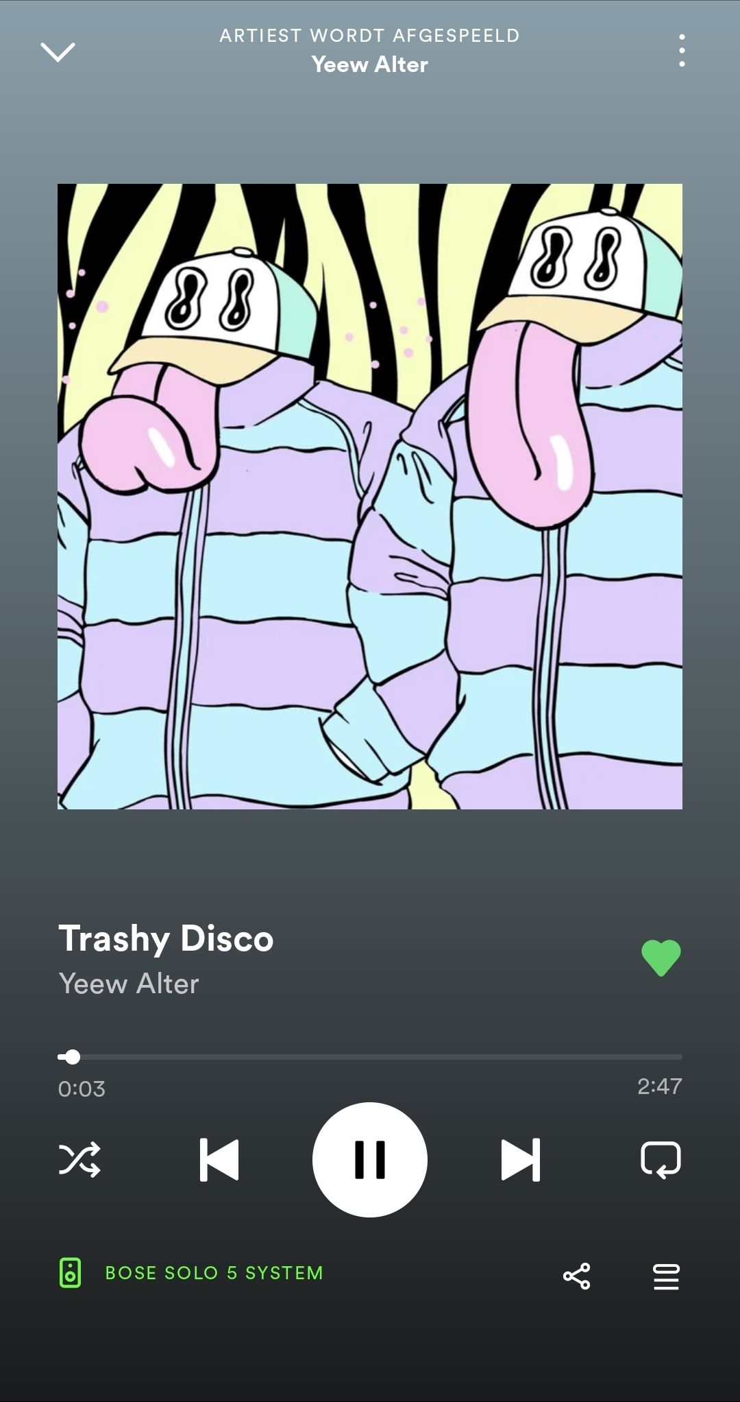 Op het Spotify-scherm wordt