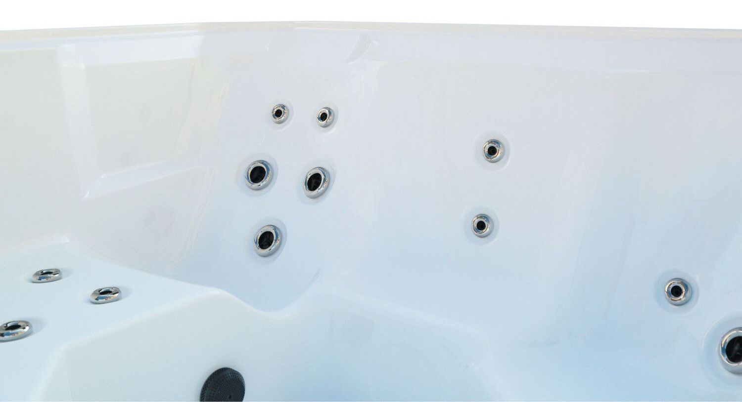 White hot tub interior with jets.