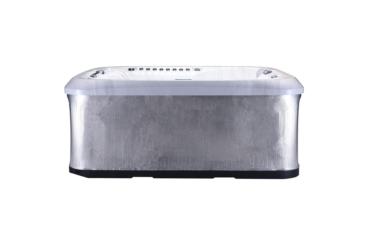 Silver rectangular audio speaker with a translucent top.