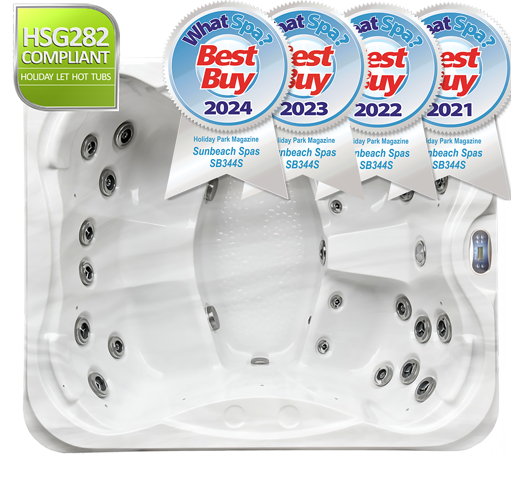 White hot tub with multiple jets, 