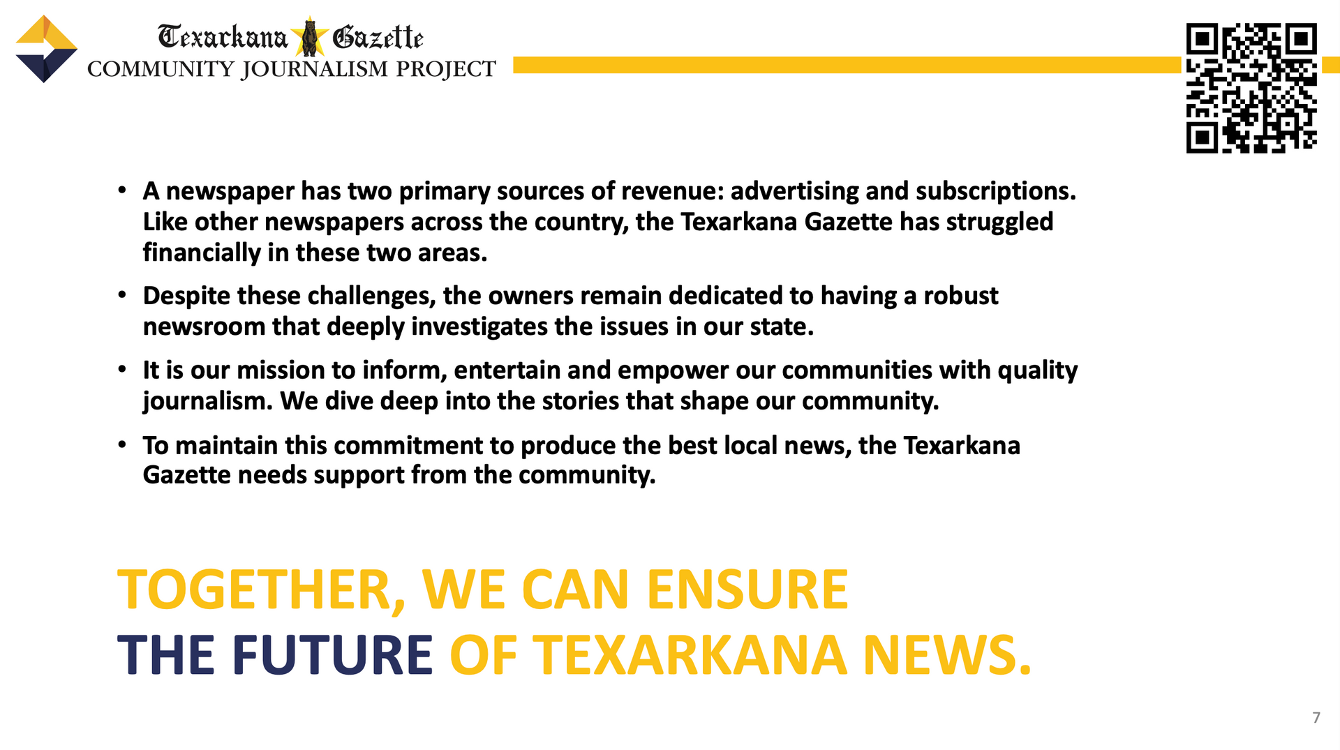 Together we can ensure the future of texarkana news