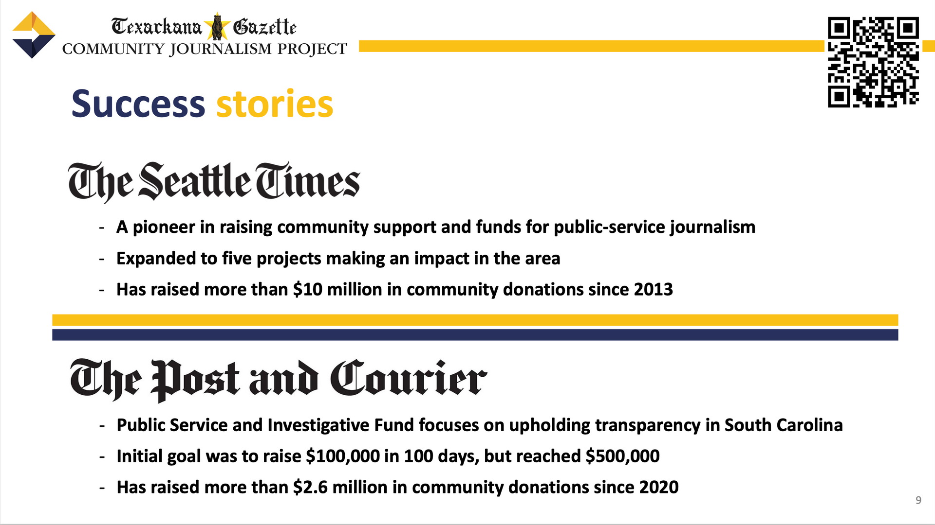 A poster for success stories from the seattle times and the post and courier