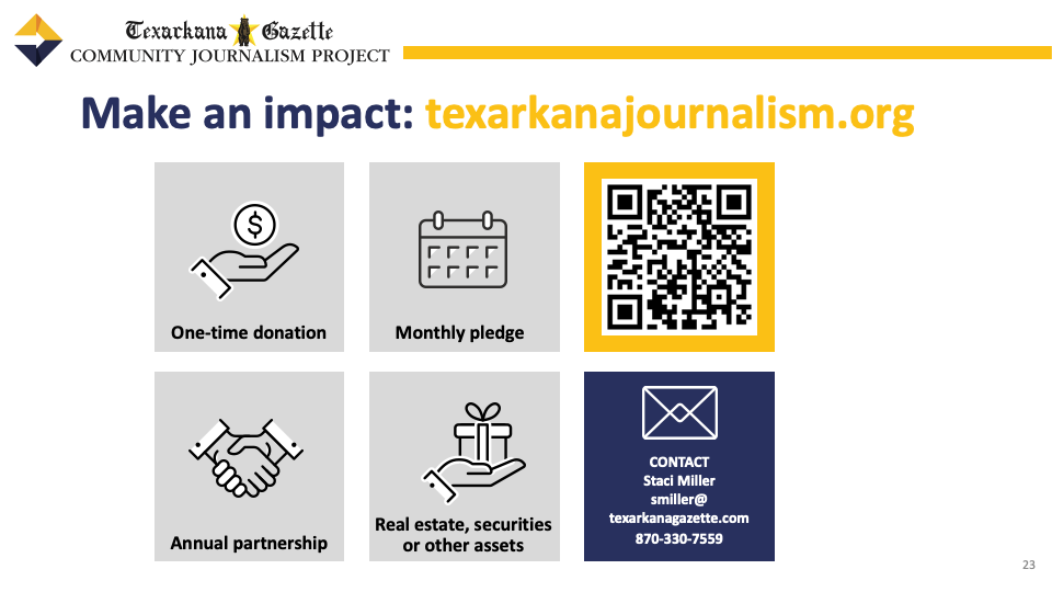 Texarkana Community Journalism Project slide 23 - Ways to make an Impact