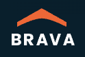 BRAVA logo in white text with an orange roof-like icon on a black background