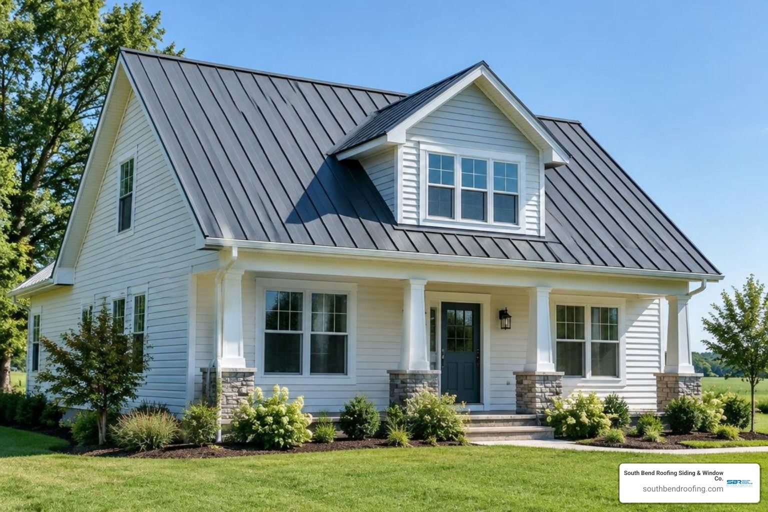 Standing seam metal roof on a Midwest home