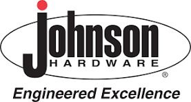 Johnson Hardware logo with slogan “Engineered Excellence” in black and red