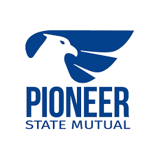Blue logo of a stylized eagle head above the words