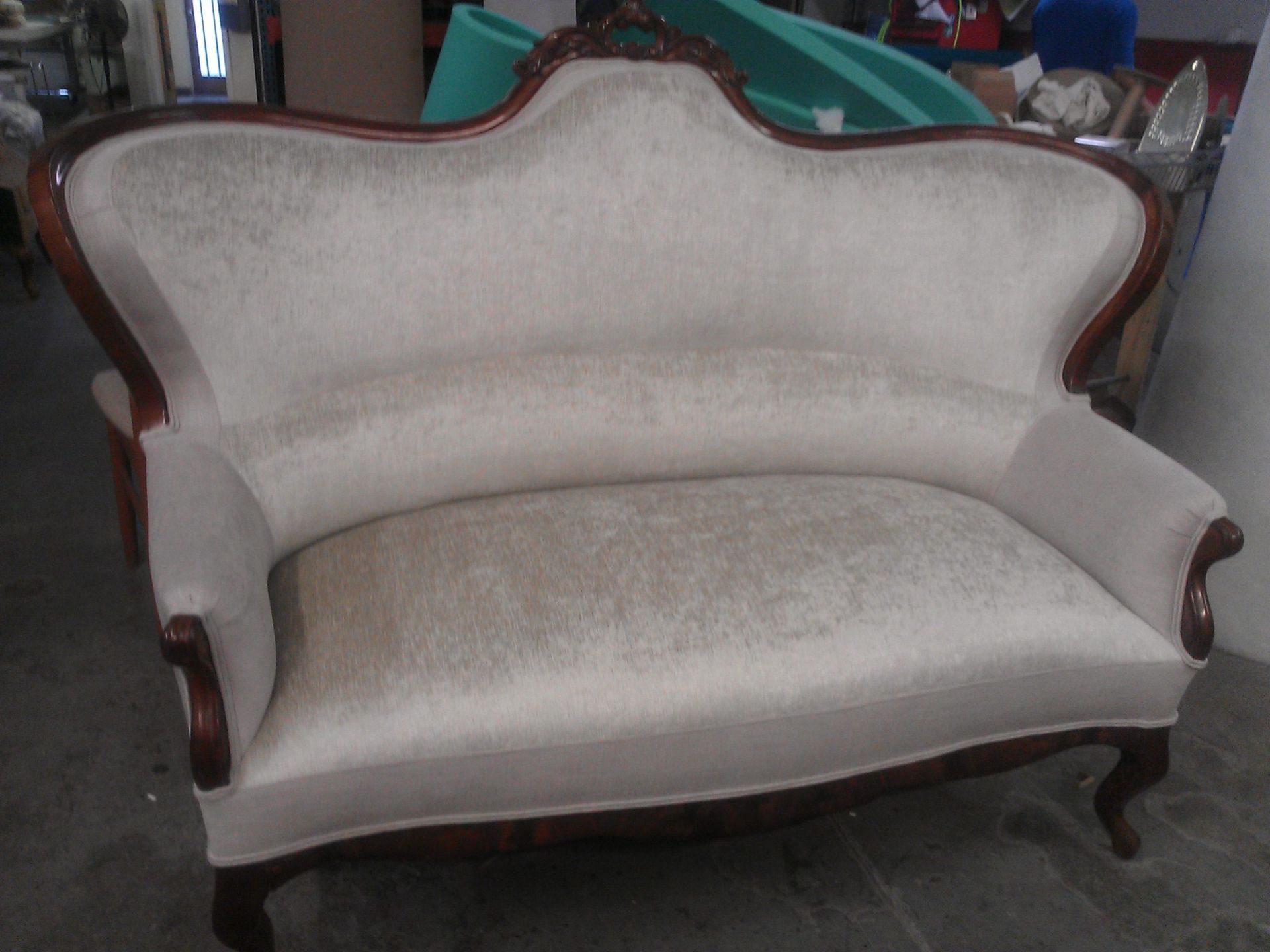 White Couch with a Wooden Frame — San Jose, CA — Upholstery Specialists