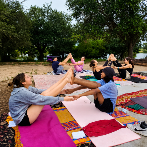 Horse goat yoga