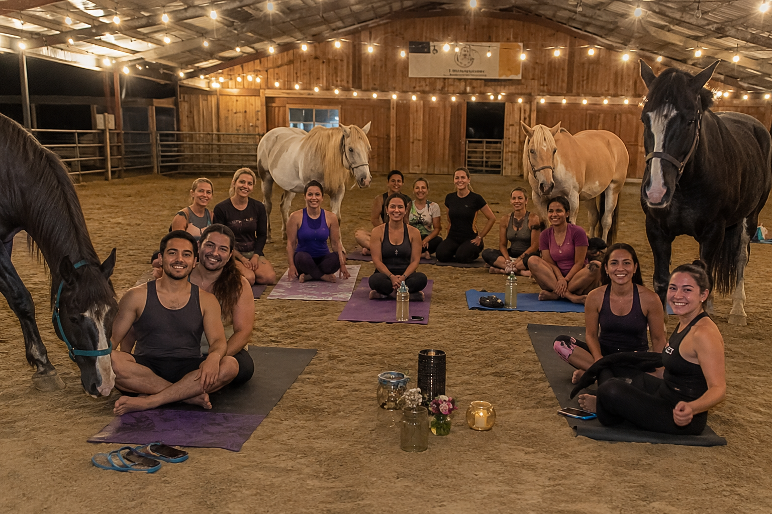 Horse goat yoga
