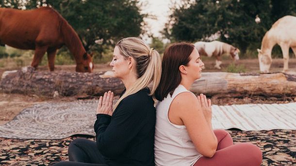 Horse goat yoga