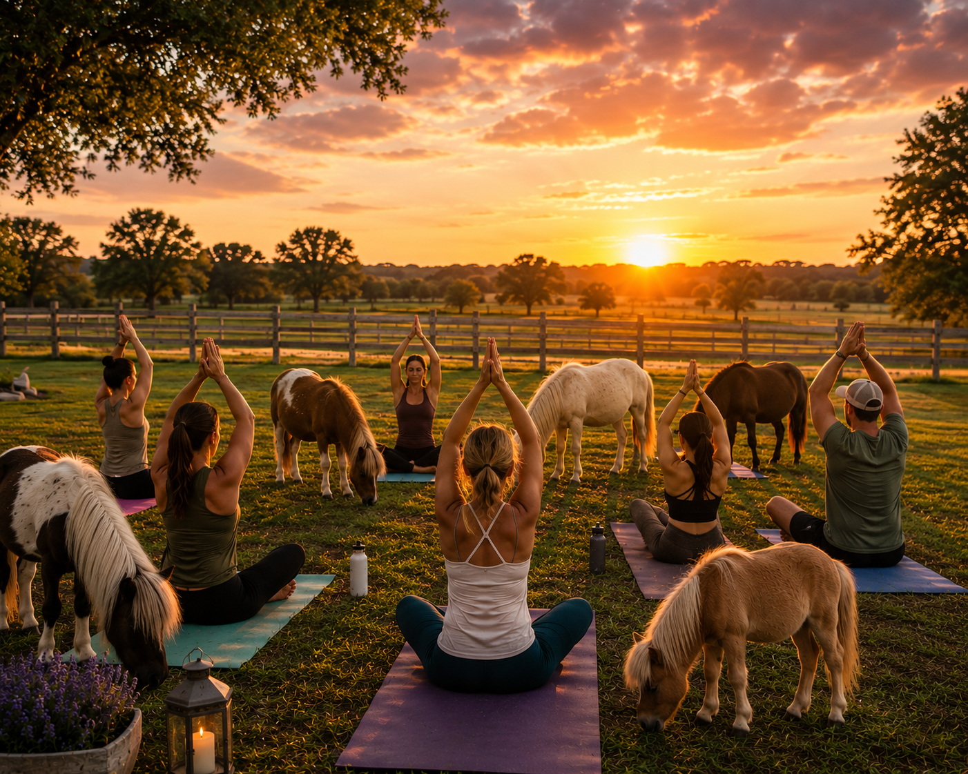 People working with miniature horses