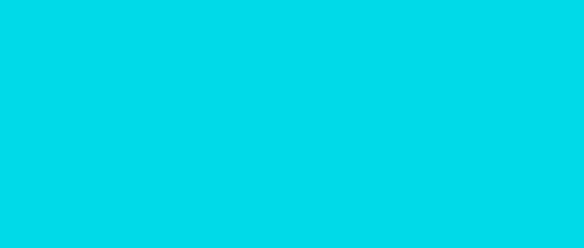 A solid, bright cyan blue background.