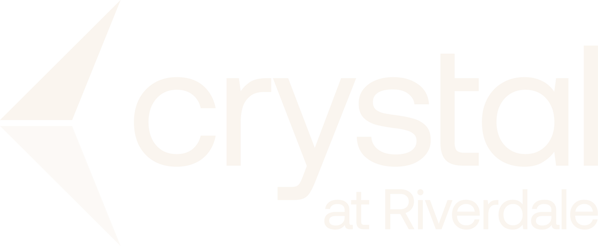 Crystal at Riverdale logo with pale gold text and a stylized star on a white background
