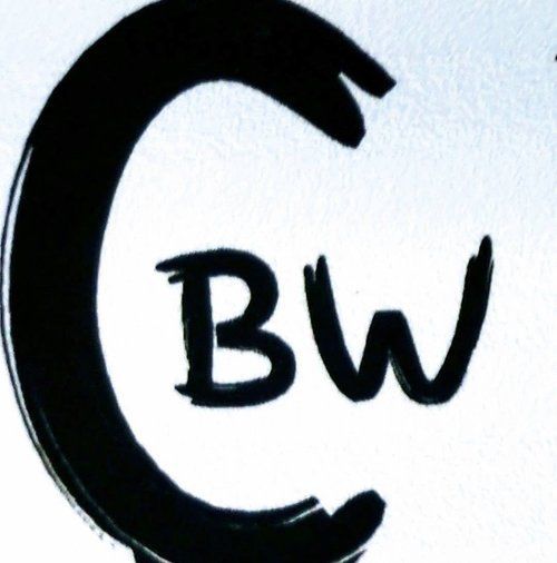 A black and white logo that says bw in a circle