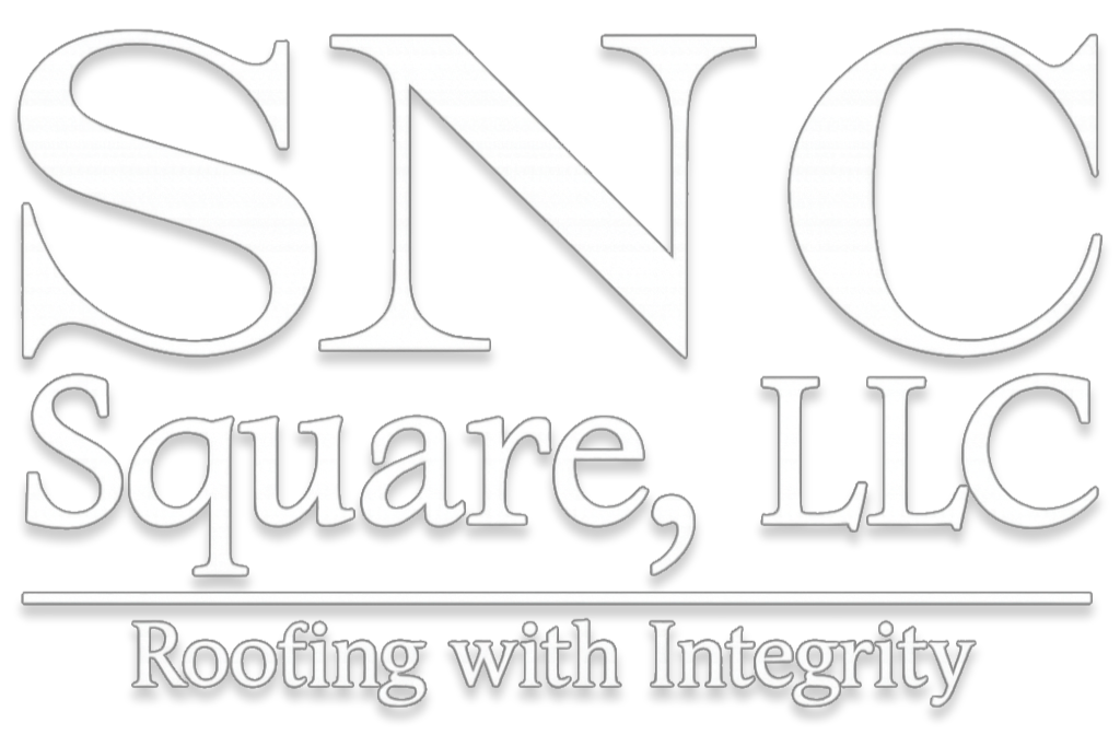 SNC Square, LLC roofing company logo with the tagline “Roofing with Integrity”