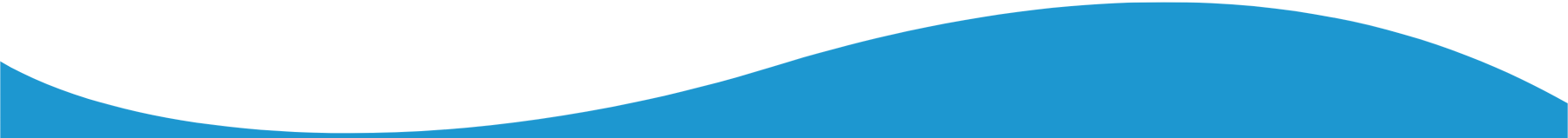 Blue-and-white wave banner with a curved teal shape across the top edge