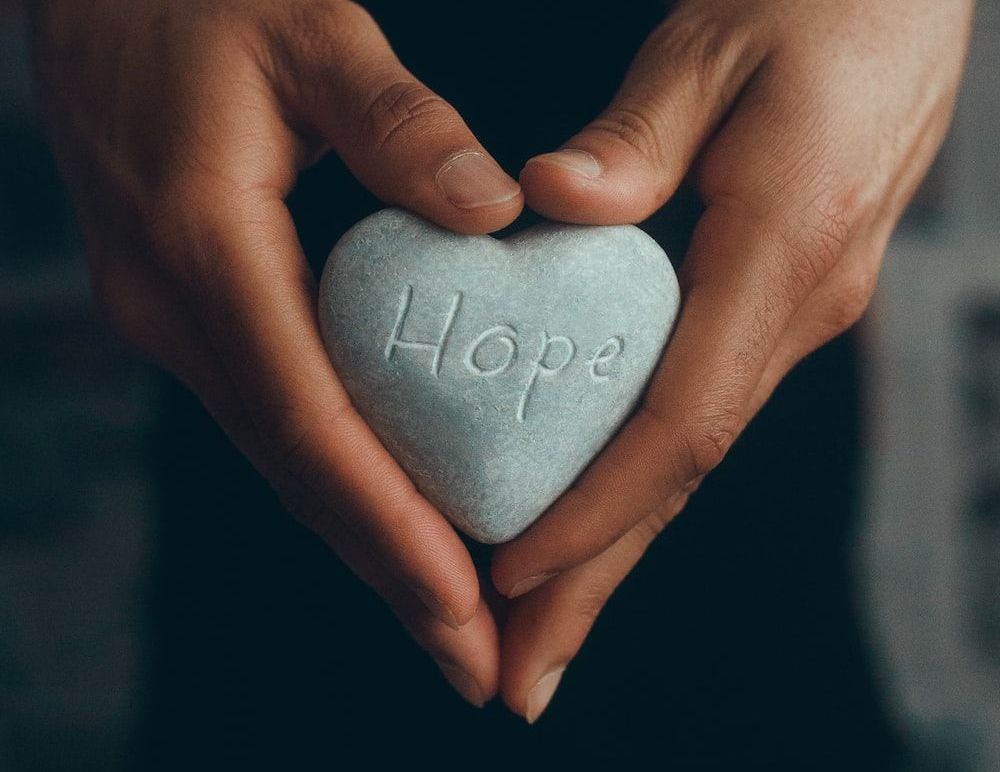 Hope on a rock made of heart
