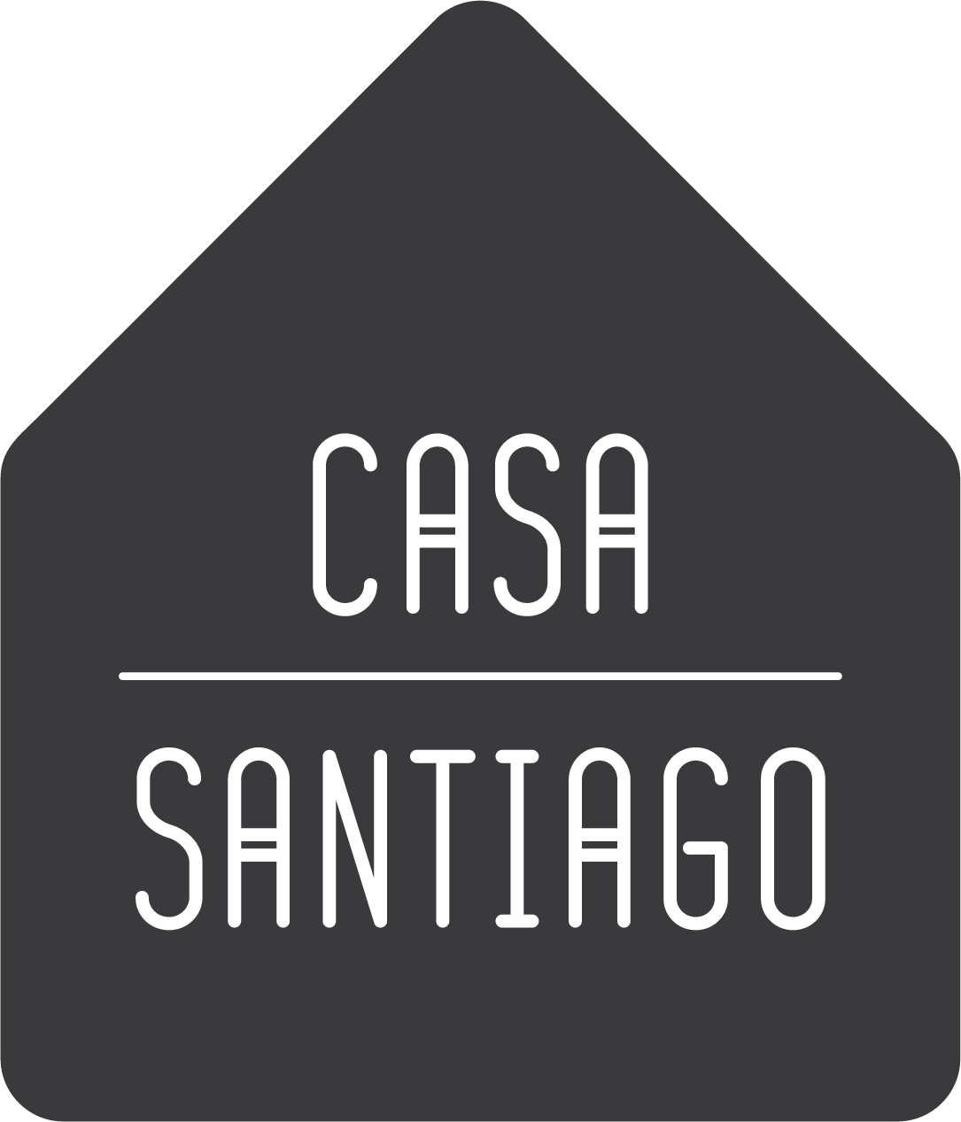 Un logotipo para Casa Santiago con forma de triángulo.