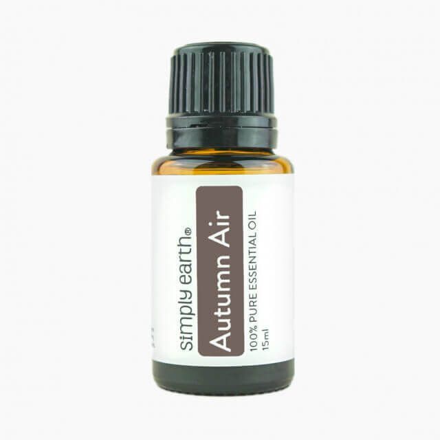 A bottle of simply earth autumn air essential oil