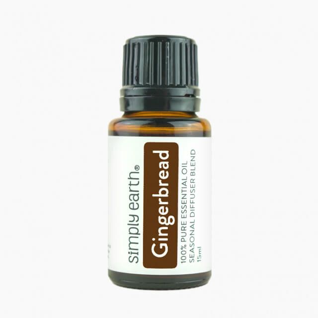 A bottle of gingerbread essential oil from simply earth