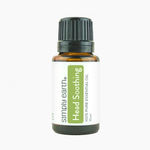 A bottle of simply earth head soothing essential oil