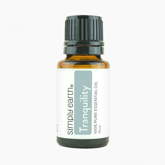 A bottle of tranquility essential oil from simply earth