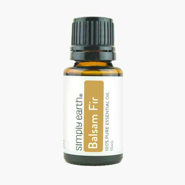 A bottle of simply earth balsam fir essential oil
