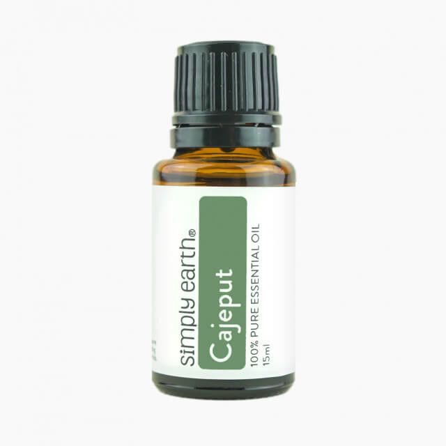 A bottle of simply earth cajeput essential oil
