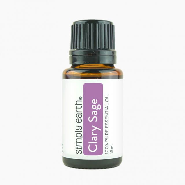A bottle of simply earth clary sage essential oil