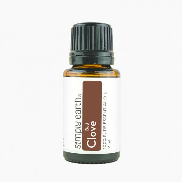 A bottle of simply earth clove essential oil