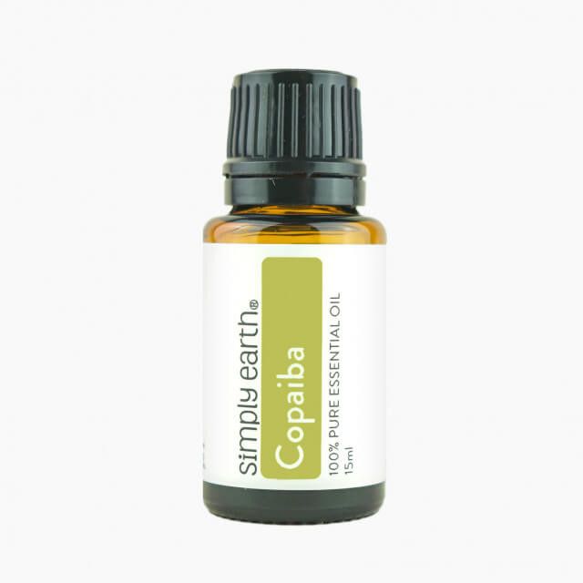 A bottle of simply earth copaiba essential oil