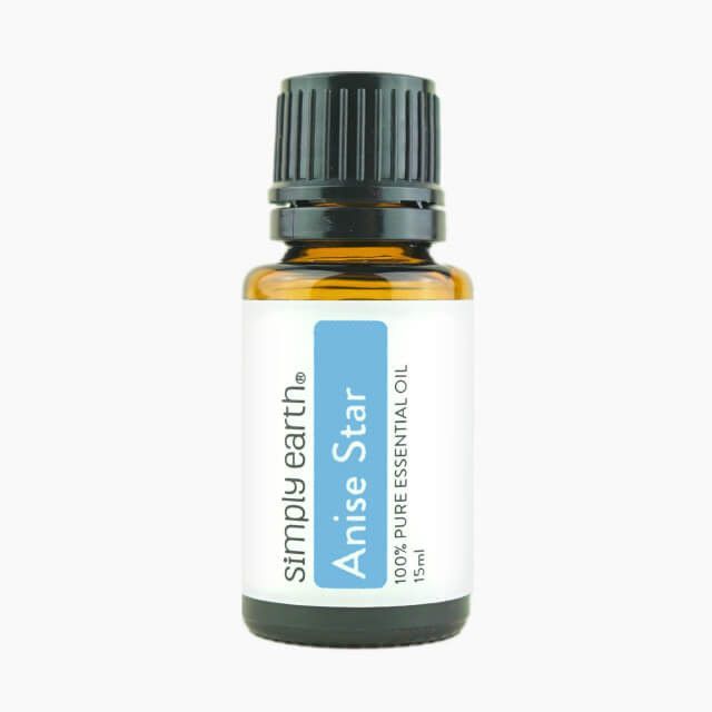 A bottle of simply earth anise star essential oil