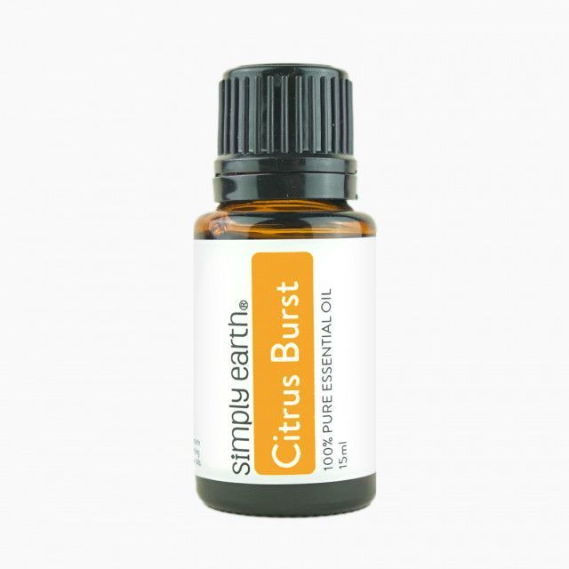 A bottle of simply earth citrus burst essential oil