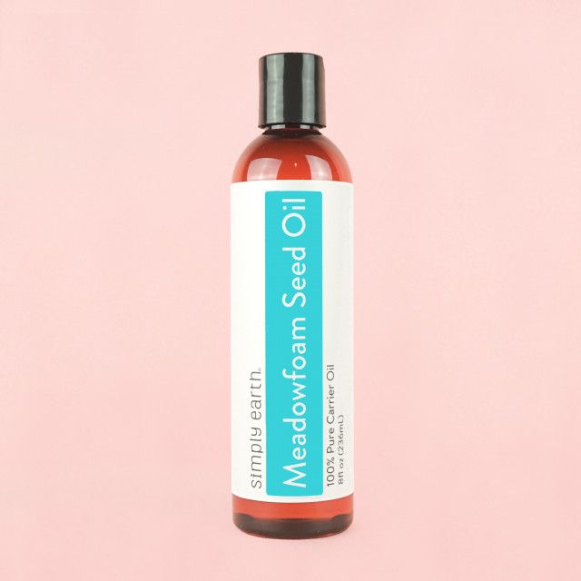 A bottle of meadowfoam seed oil from simply earth