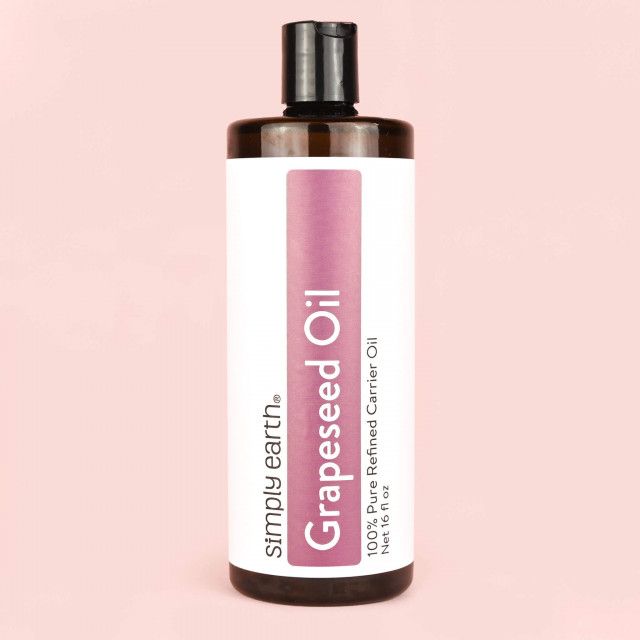 A bottle of grapeseed oil from simply earth
