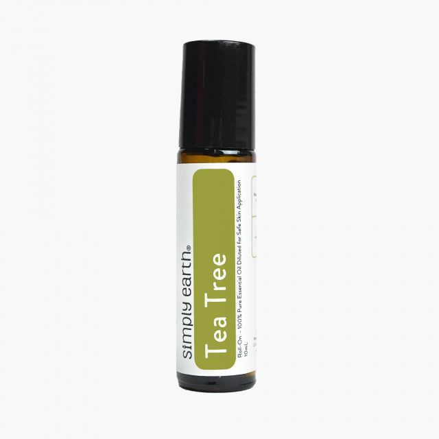 A bottle of simply earth tea tree essential oil