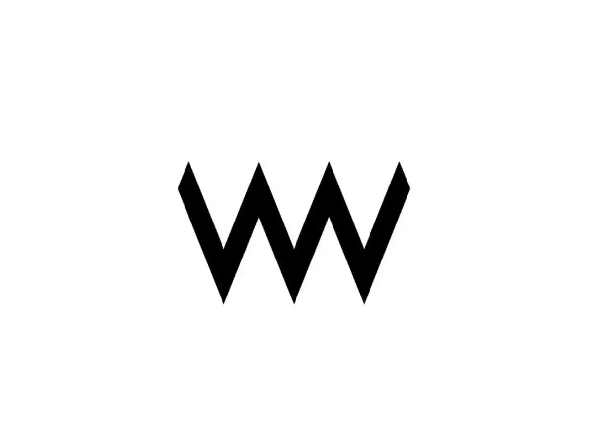 Un logo in bianco e nero di una lettera w su sfondo bianco.
