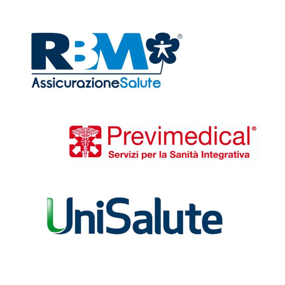 Loghi di RBM AssicurazioneSalute, Previdimedical e UniSalute su sfondo bianco