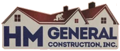 HM General Construction, Inc. logo with blue text and house roof graphic