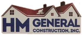 HM General Construction, Inc. logo with blue text and house roof graphic