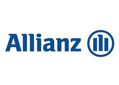 Allianz logo in blue text with a blue circular icon containing three vertical bars