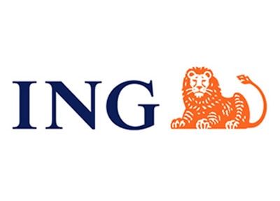 ING logo with blue letters and an orange lion icon