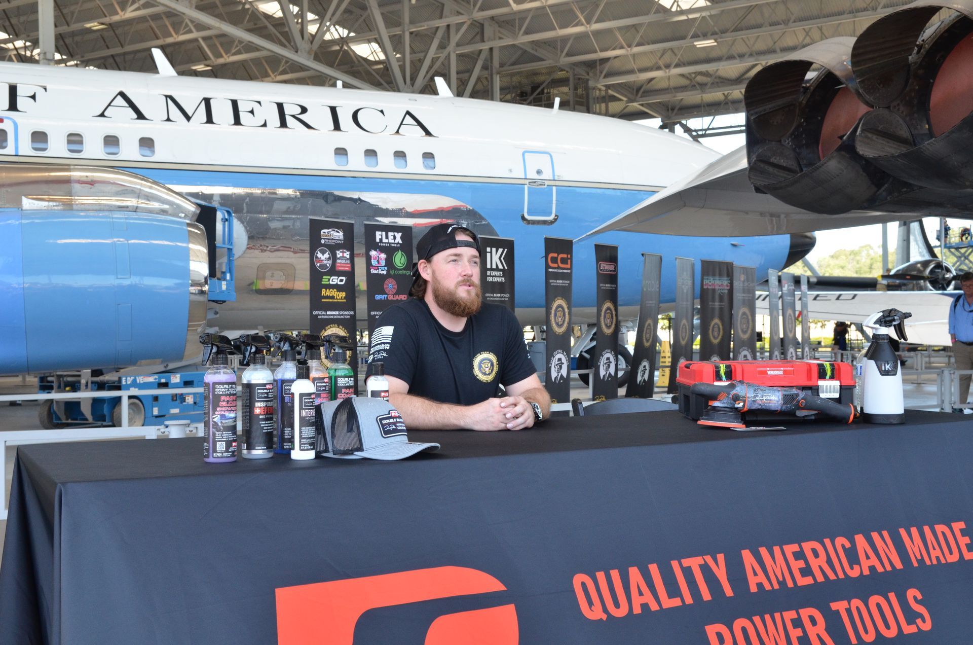 Britt Stokes being interviewed during the Air Force One Project at the Museum of Flight in Seattle, WA. 