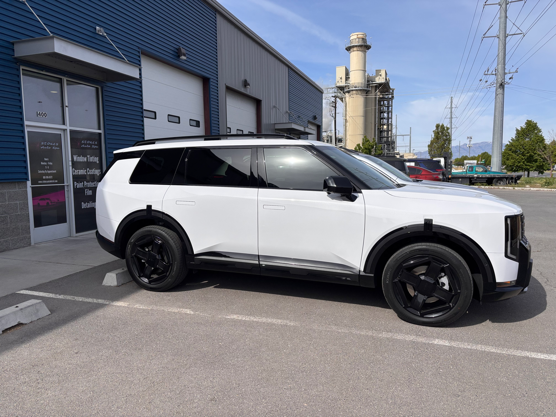 2027 Kia Telluride after being tinted with ceramic tint at Stokes Auto Spa.