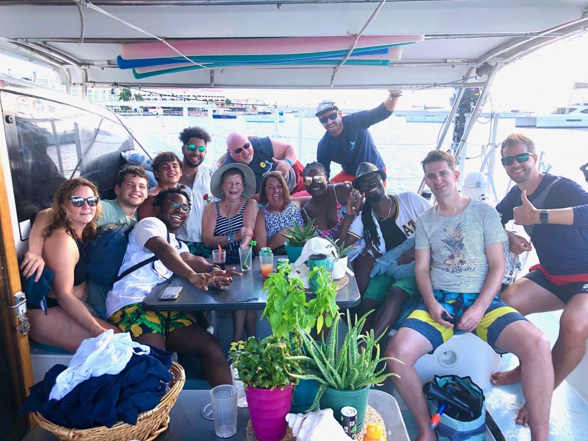 A group of guests enjoying a Random Wind day sail