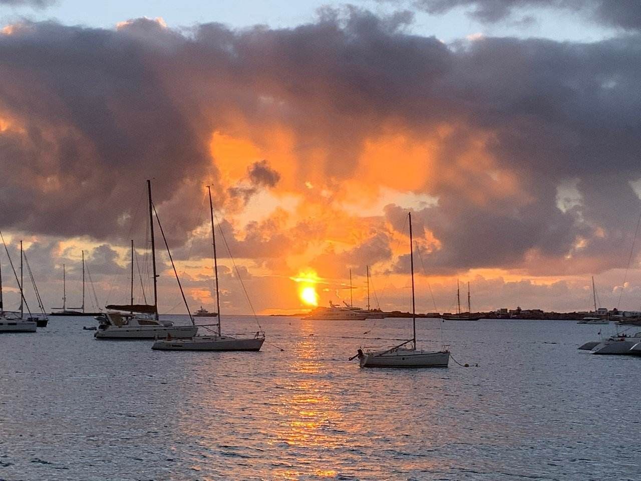 Anchorage in St Maarten during Sunset