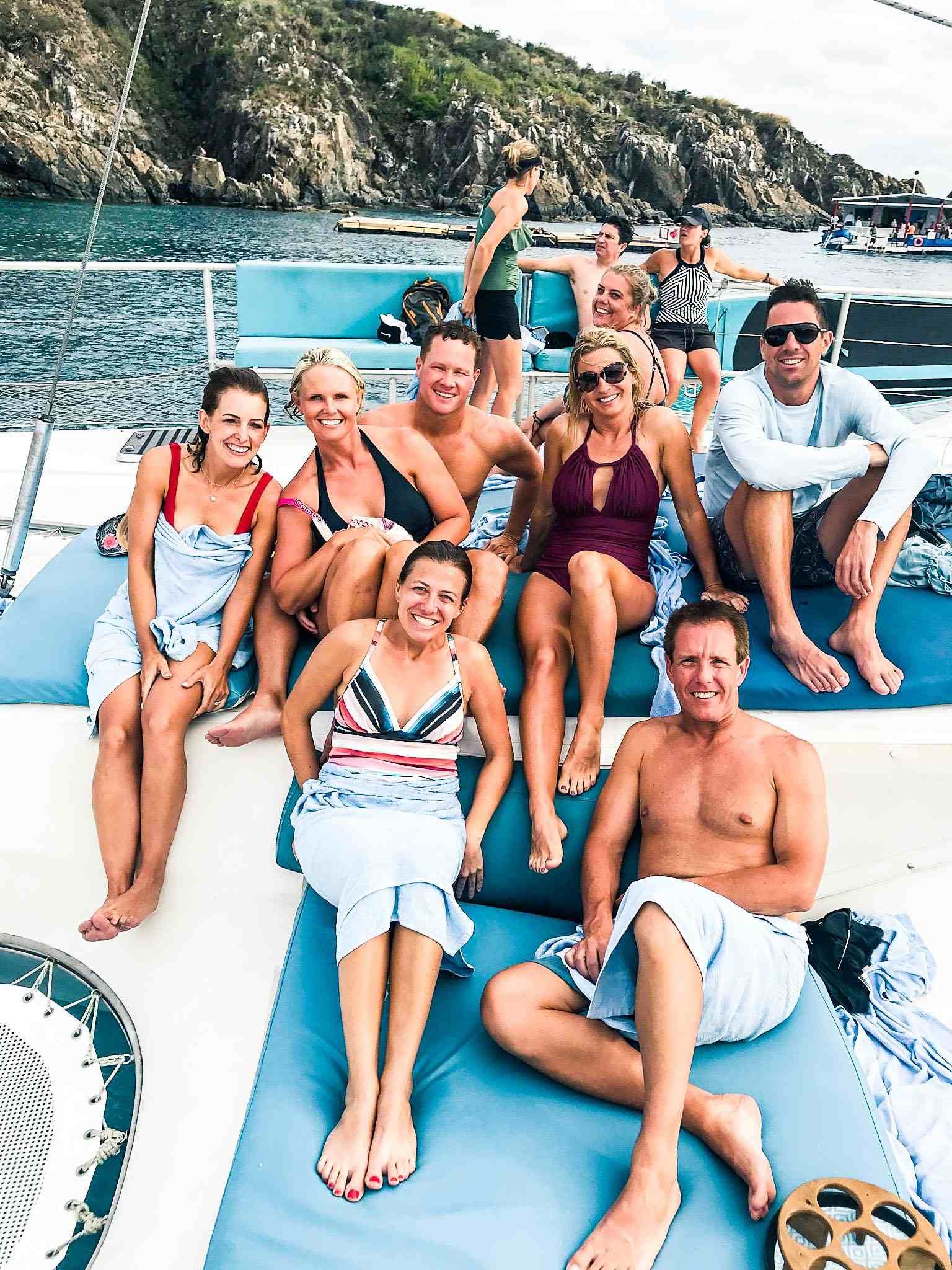 A group of guests during a private charter with Random Wind